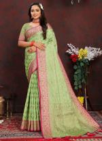 Katan Silk Pista Green Daily Wear Weaving Saree